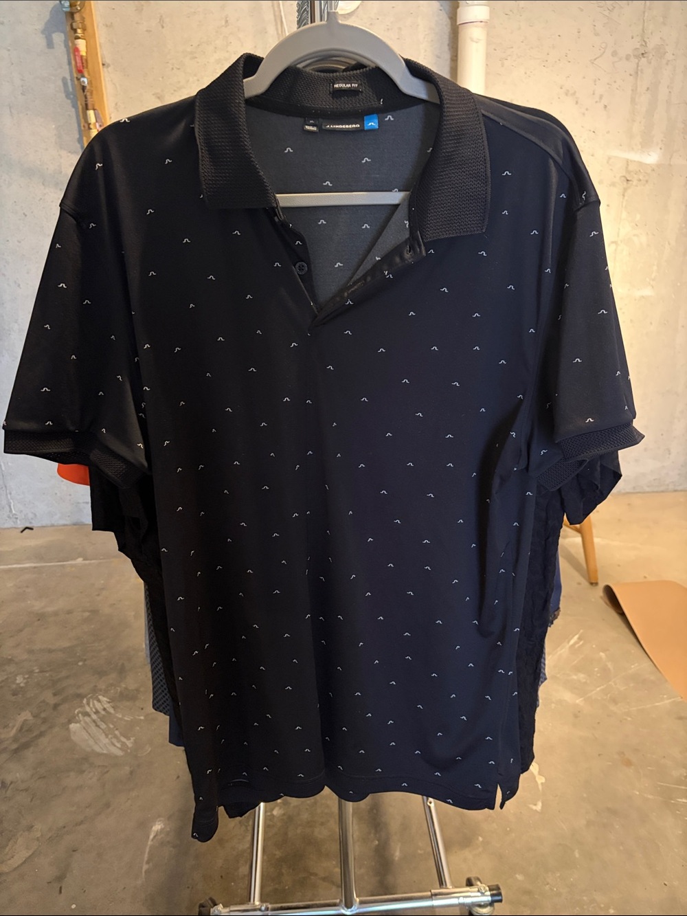 Men's Black Micro-Print Polo Shirt by